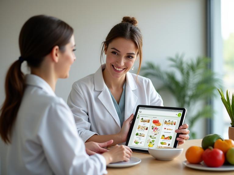 Nutritionniste donnant des conseils sur une alimentation saine