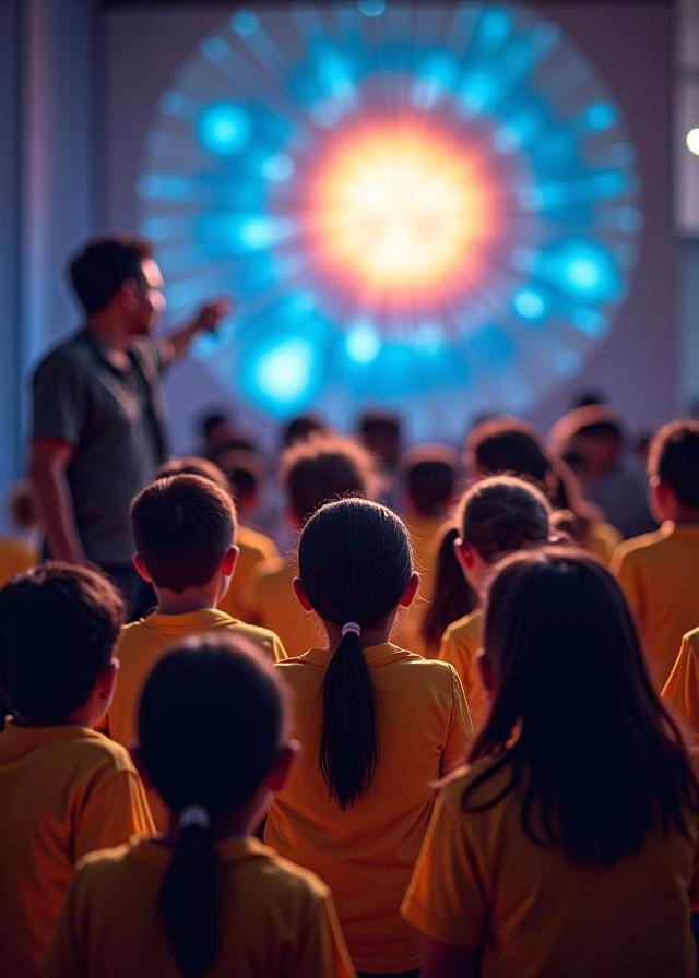 School outreach astronomy demonstration with students